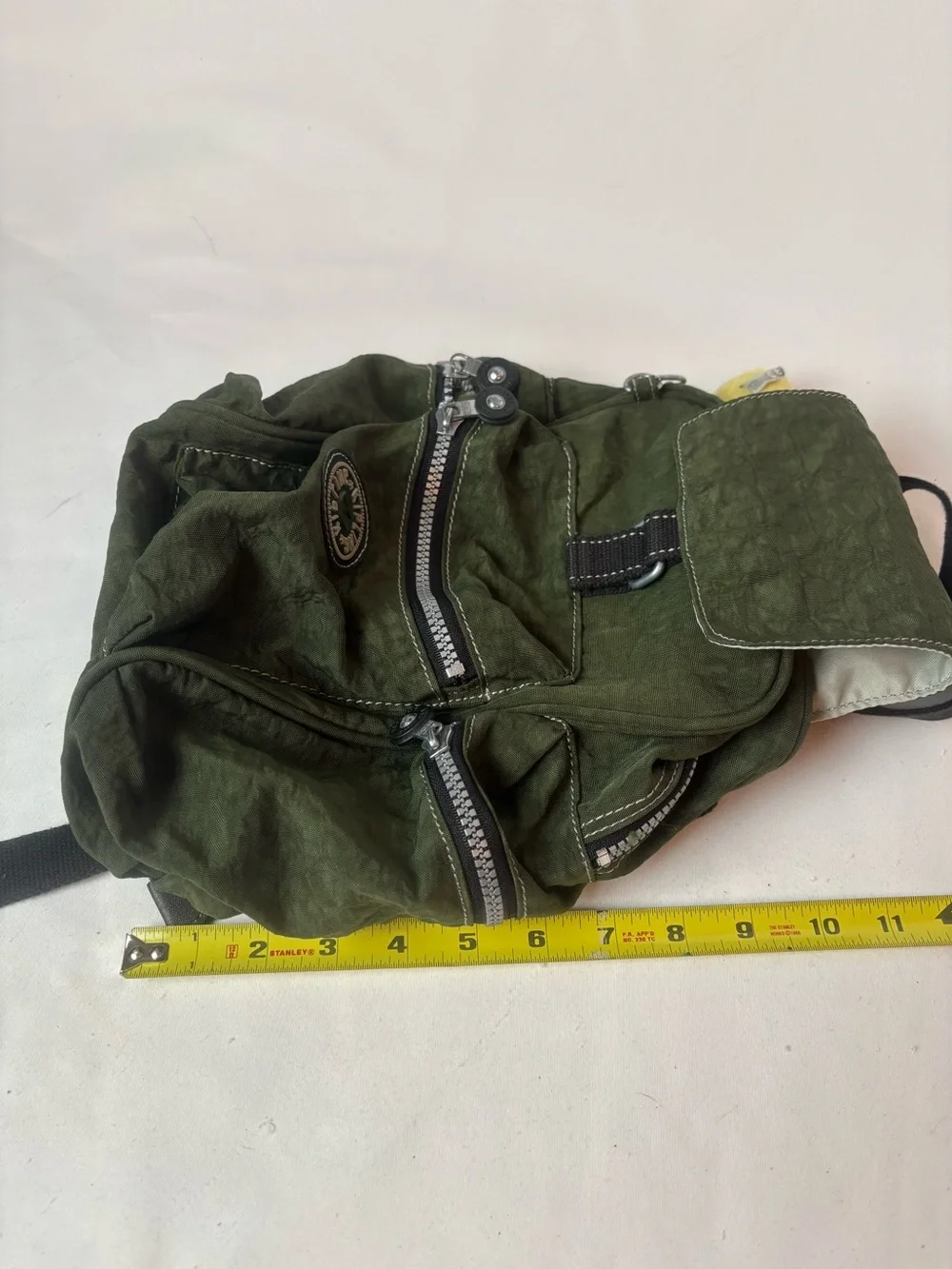 Kipling Private Transport Small Backpack Army Olive Green With Yellow Monkey
